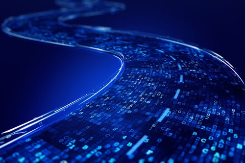 Image of a digital highway with binary code