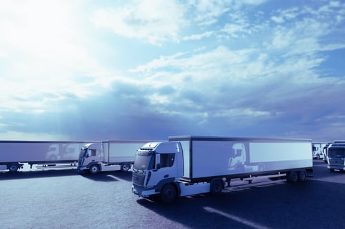 Image of a freight truck fleet driving